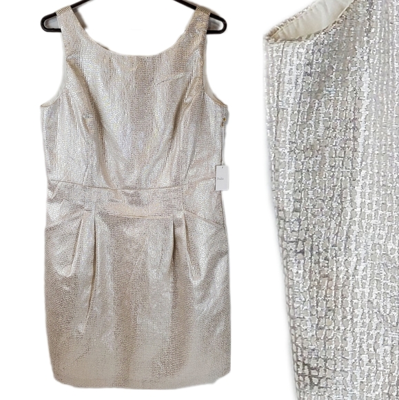 Dalia Dresses & Skirts - Dalia Pocked Silver Sleeveless Cocktail Dress Size 12 Womens Front pockets NWT
